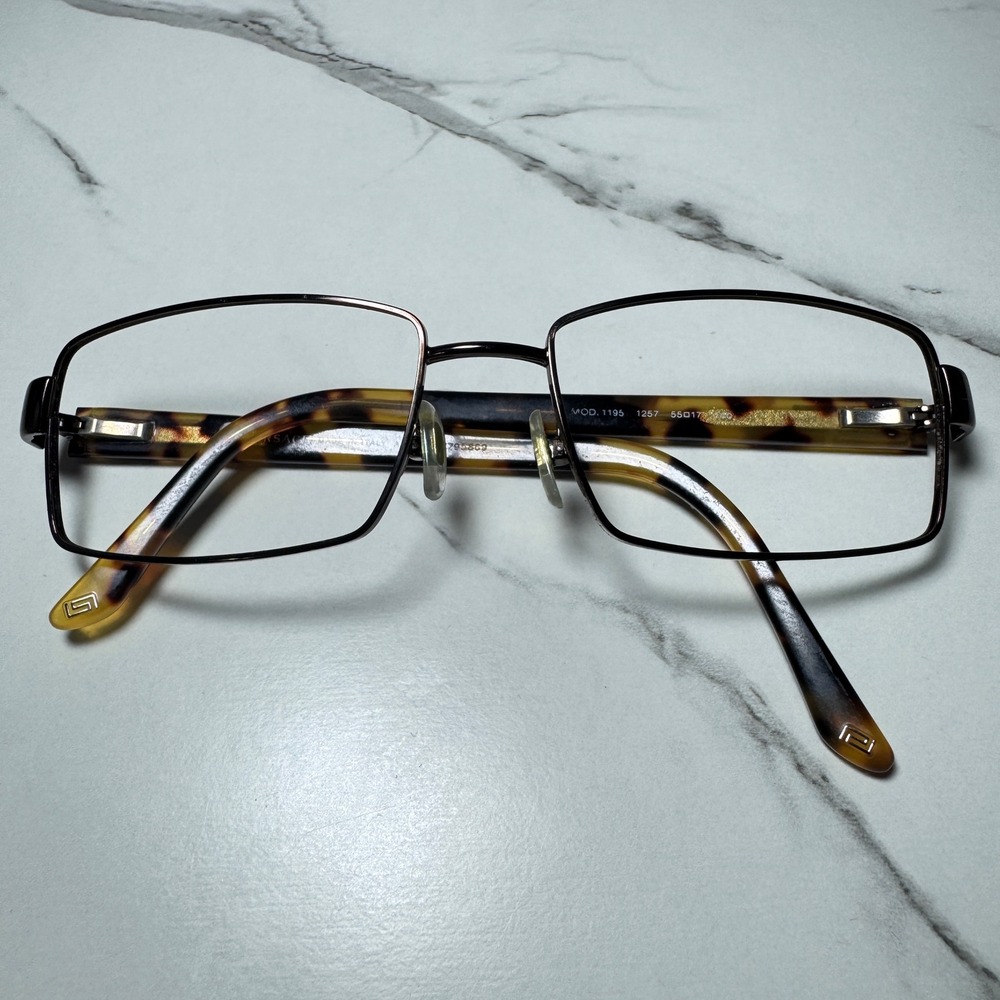 Versace 1195 1257 Tortoise Shell Rectangle Eyeglasses Frames Italy 55-17-140